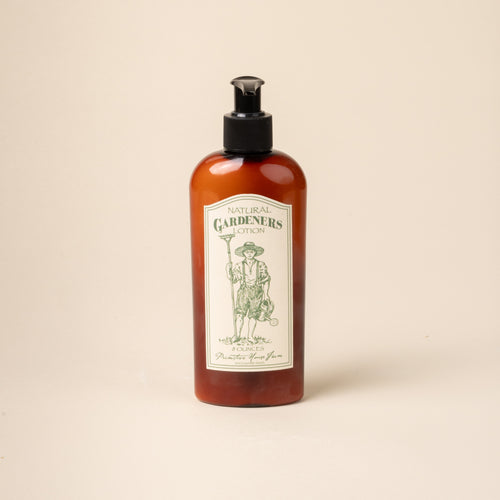 Bottle of 'Gardeners Lotion' on a beige background
