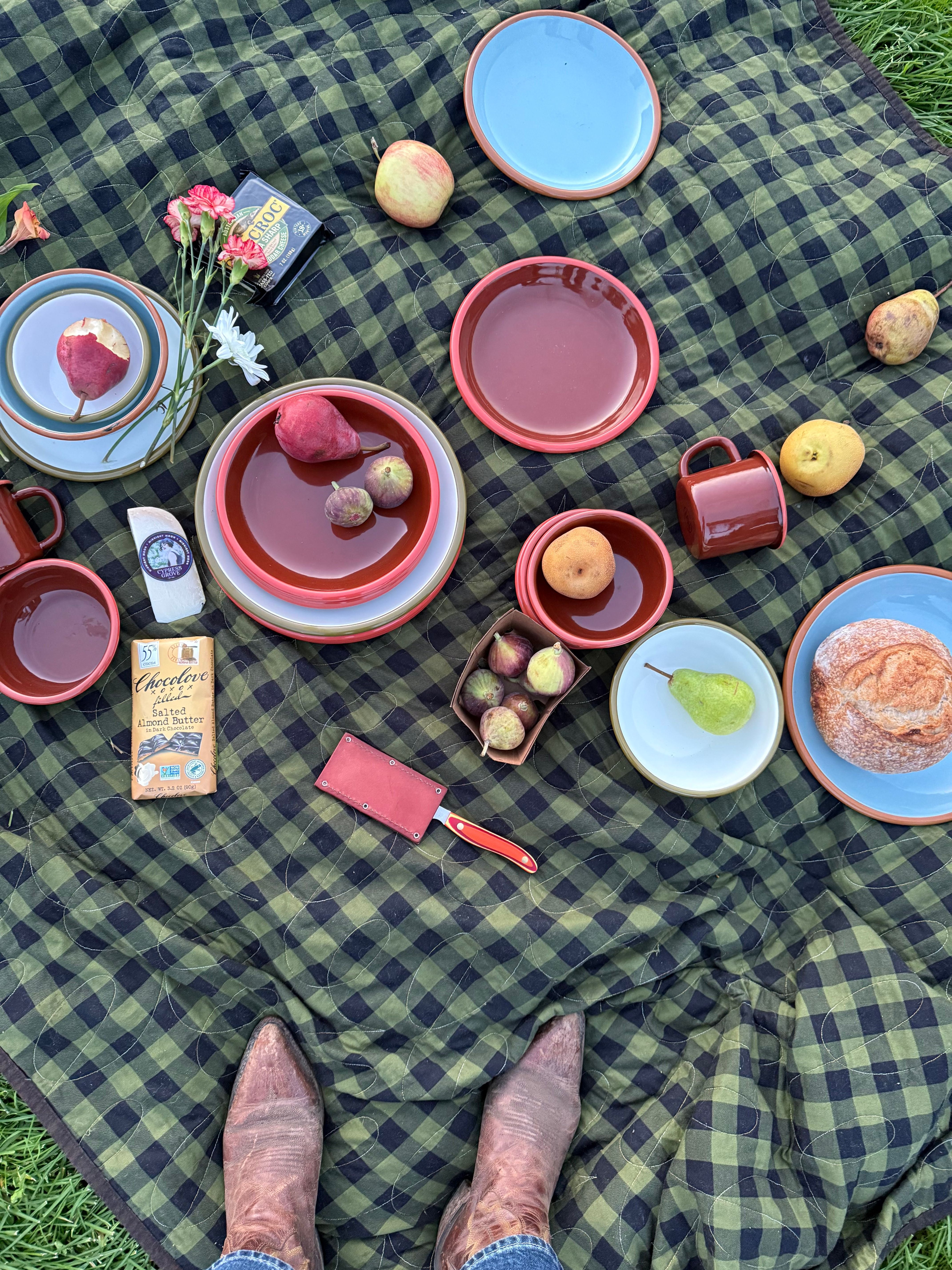 A picnic featuring East Fork Enamelware