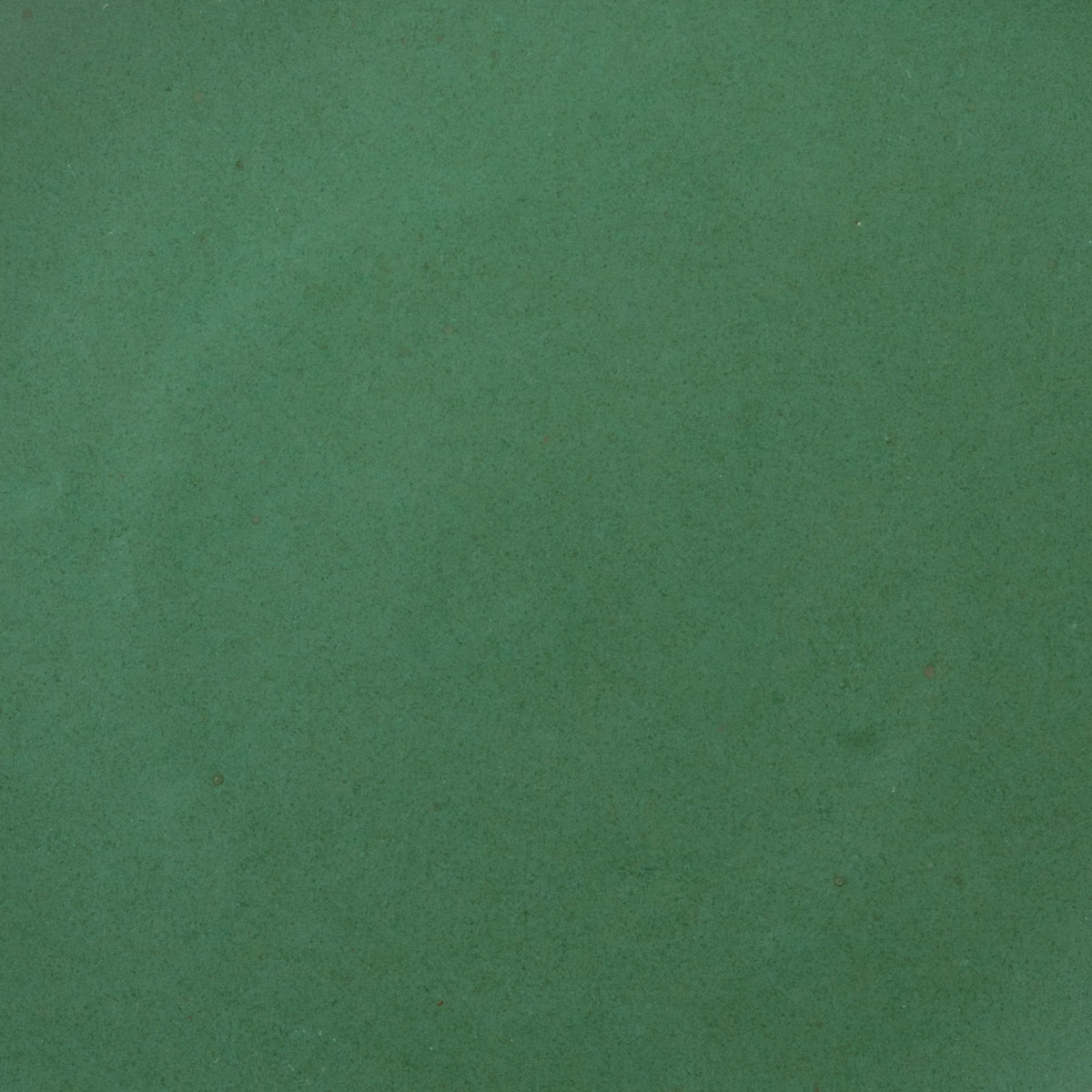 A closeup of a ceramic plate in a true green color featuring subtle iron speckles