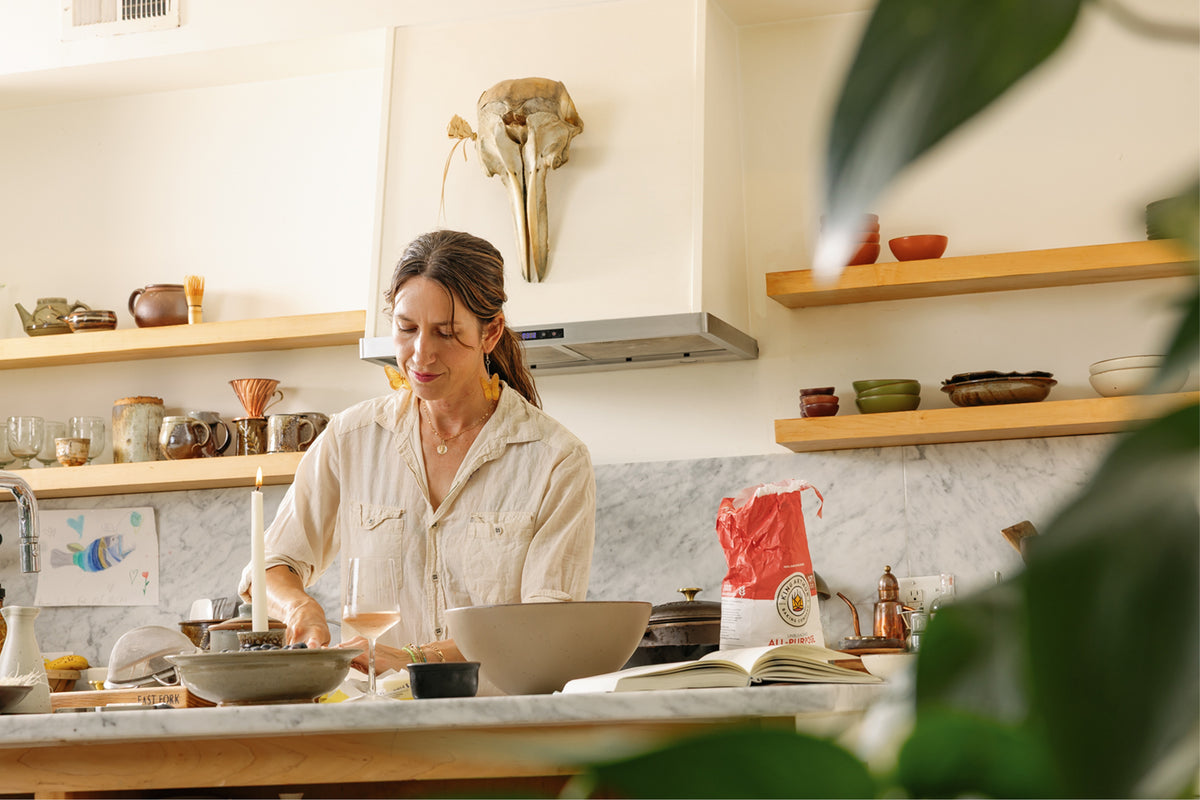 Connie cooking in her kitchen