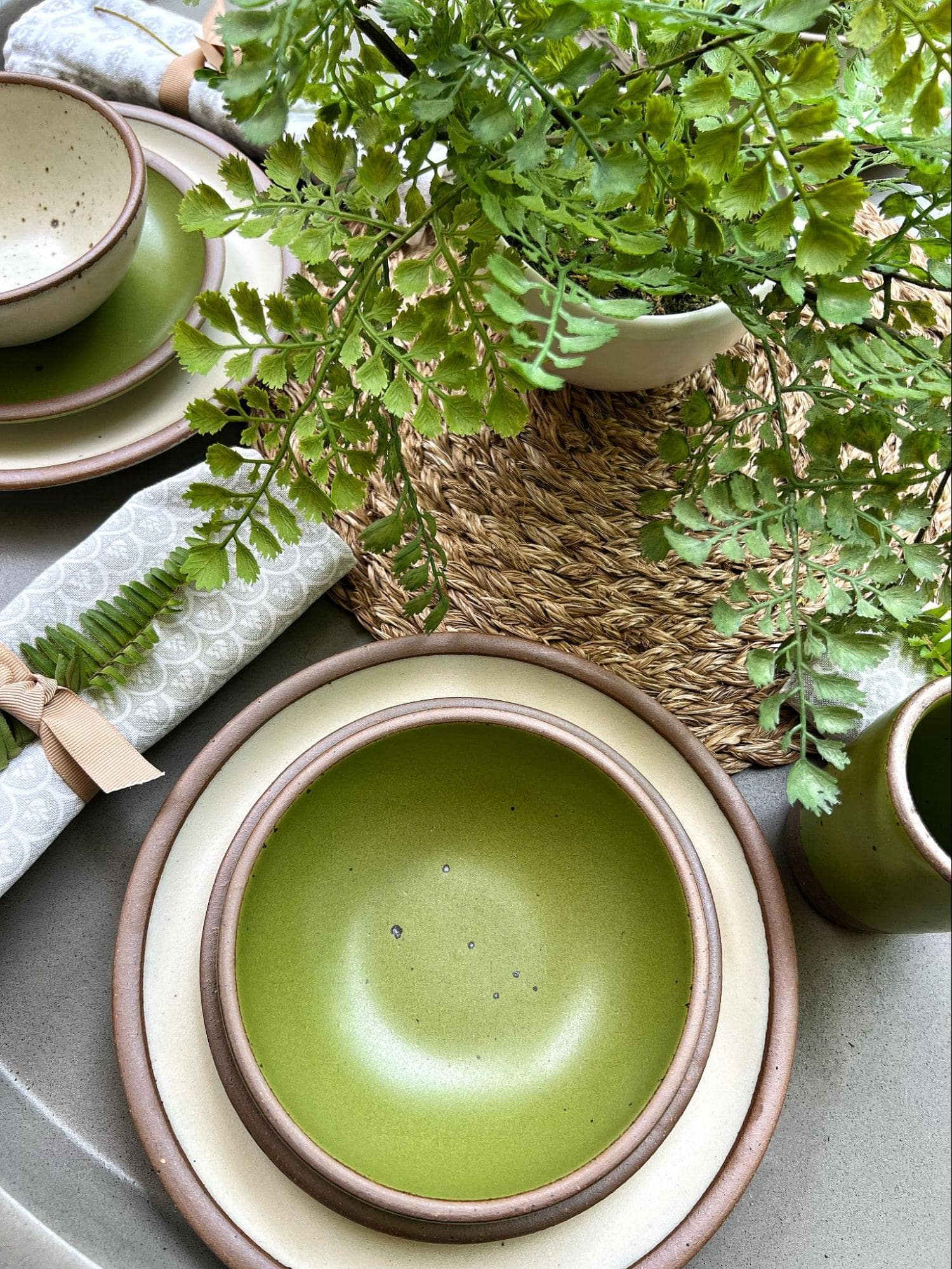 Fiddlehead ice cream bowl and panna cotta side plate
