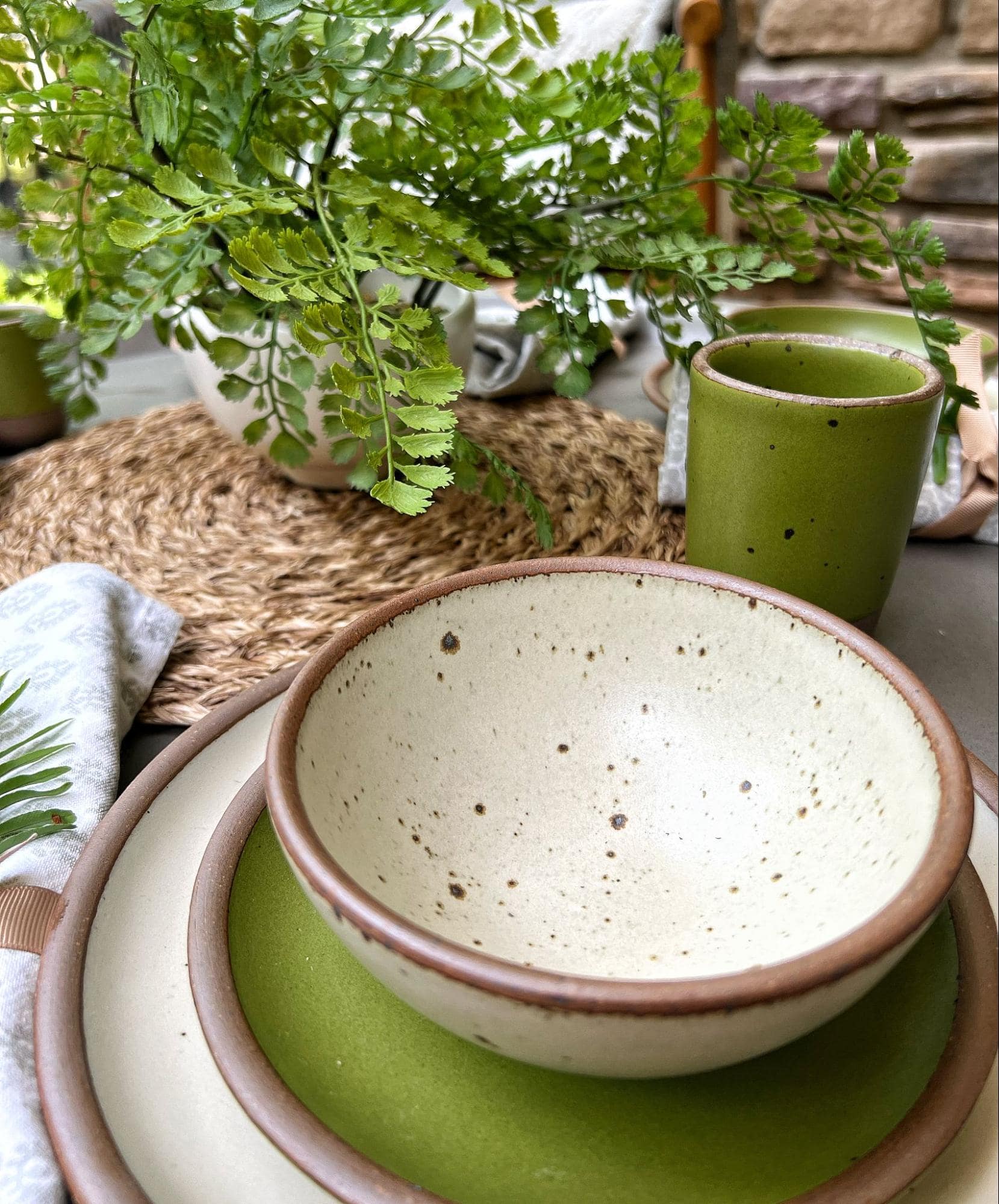 Panna Cotta Ice Cream Bowl and Side Plate Fiddlehead Cake Plate