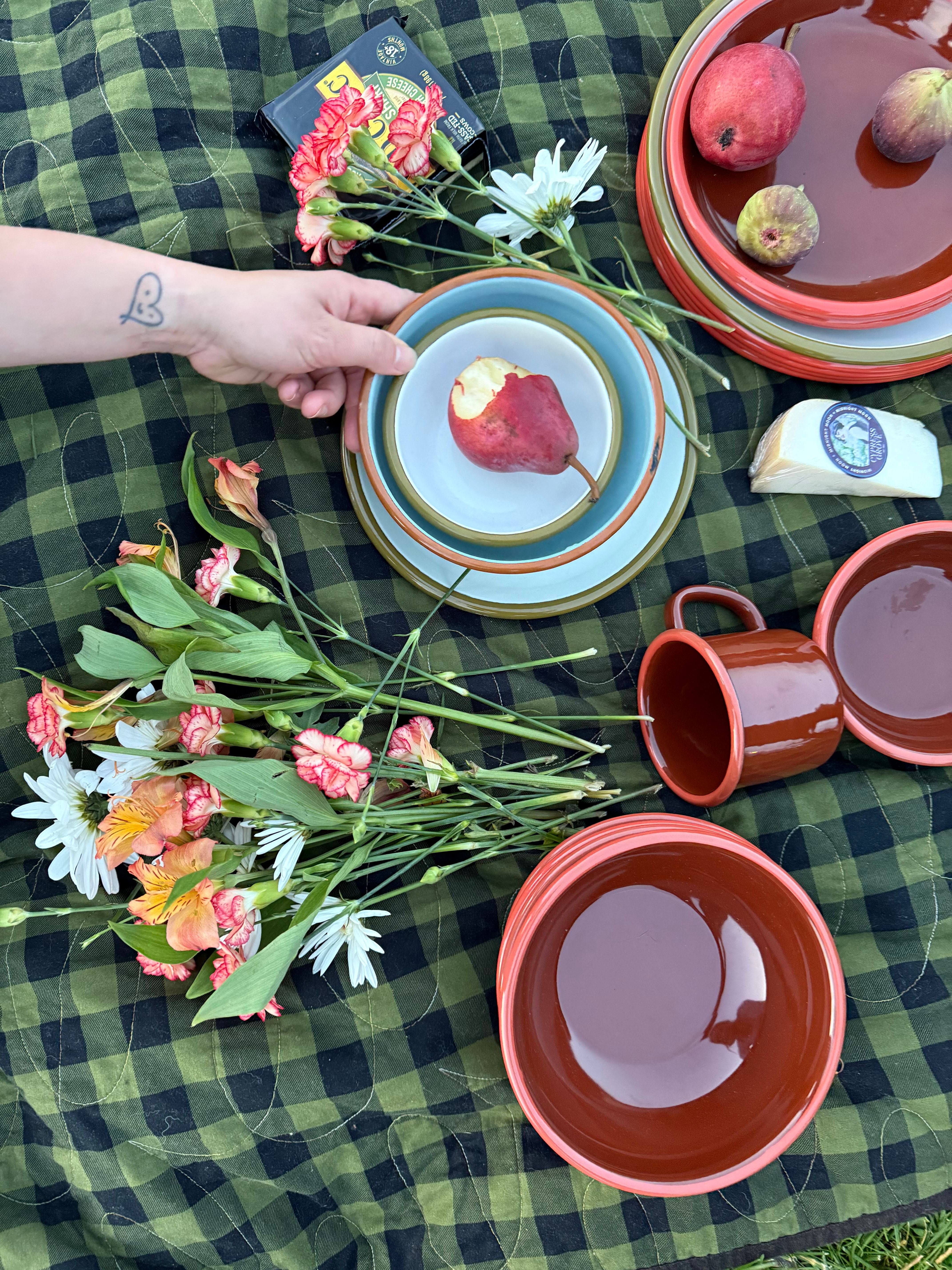 A picnic featuring East Fork Enamelware