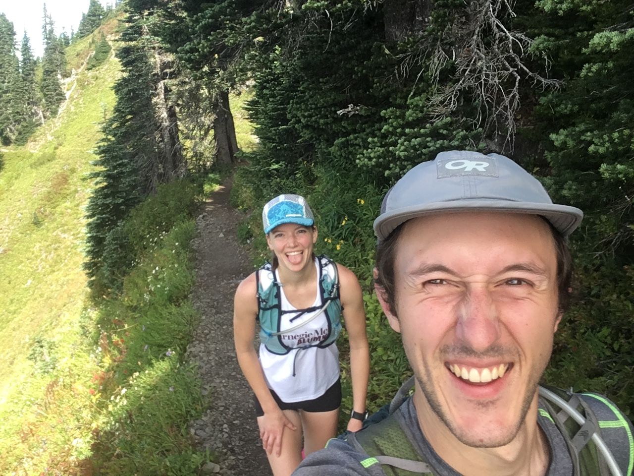 Eva and James on a hike outside